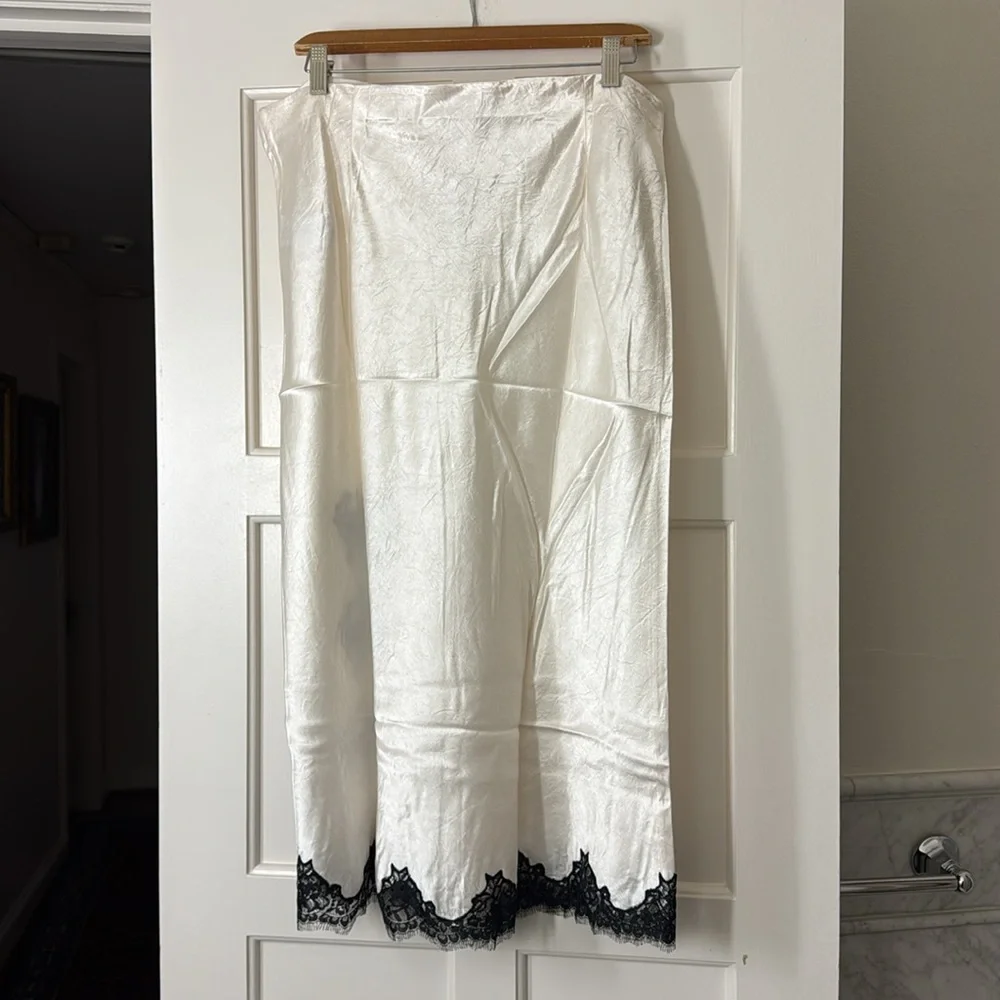 J.Crew Gwyneth lace-trim slip skirt in textured satin CD354